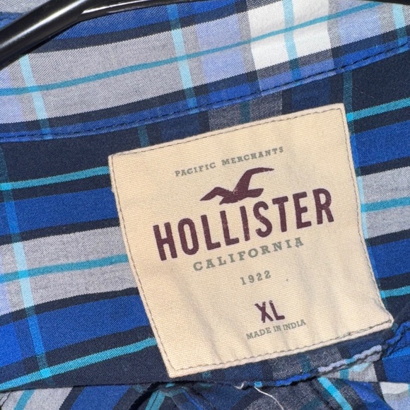 Hollister Navy and Light Blue Plaid Shirt - Picture 2 of 3